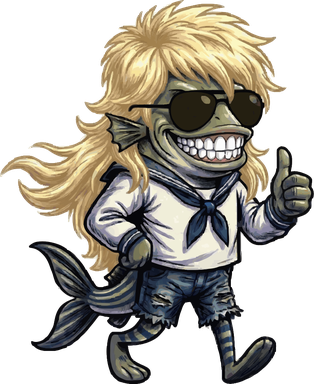 Crazy Mullet mascot giving a thumbs-up